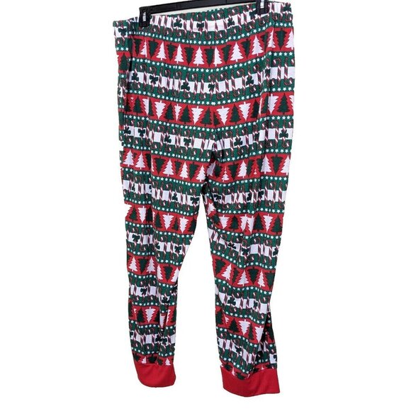 Christmas Sleep Jogger Pajama Womens Plus 3X Red Green Cotton Blend Lightweight - Picture 2 of 3